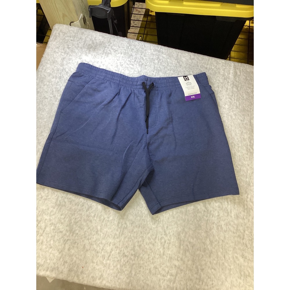 Members Mark Mens Active Short Blue Heather Double Knit Stretch XXL New NWT